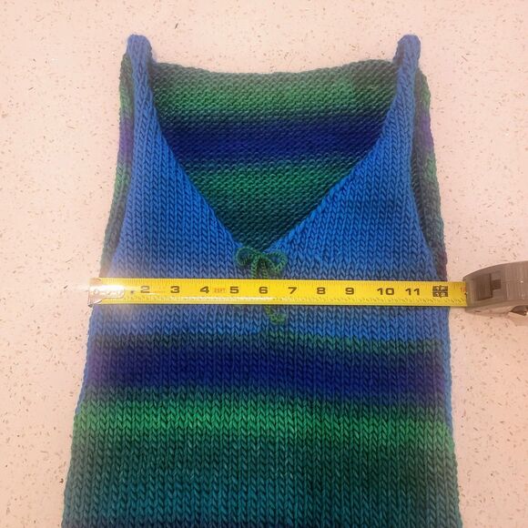 Seapunk Handmade Sweater Vest Tank Top Ocean Blues Greens Medium - Picture 4 of 8